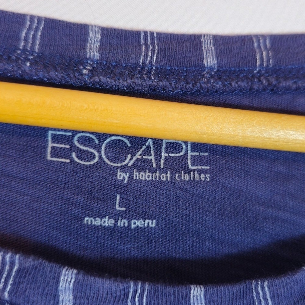 Escape By Habitat Clothes Shirt Womens Large Blue White Striped Short Sleeve - Picture 5 of 8